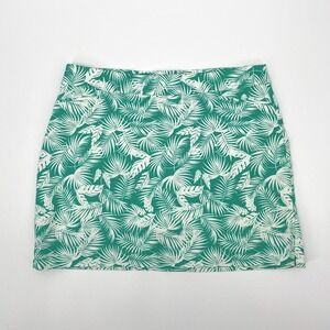 Croft & Barrow Effortless Stretch Skort Womens 14 Green White Palm Tennis Beach
